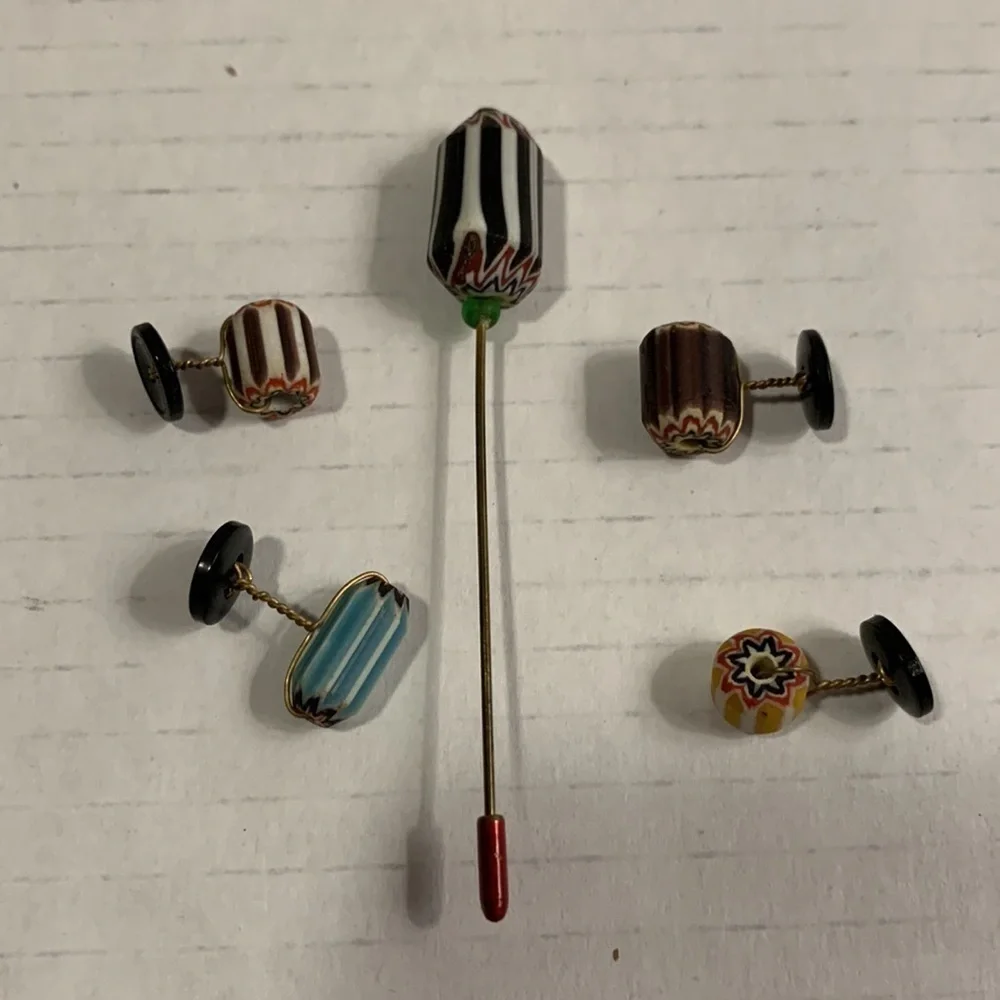 𝅺CUFF Links Set With Tie Tack- Vintage